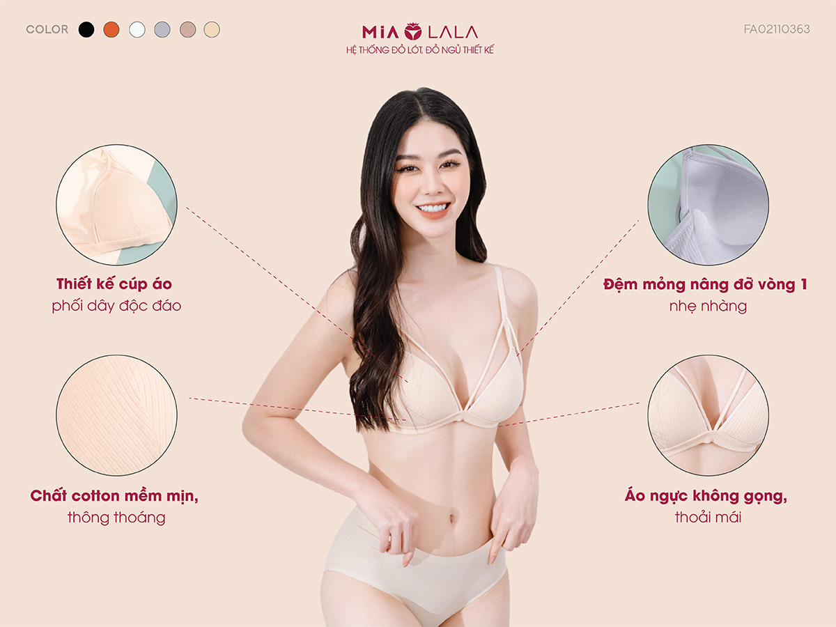 Mô tả Áo ngực nữ không gọng đệm mỏng 1 cm len tăm thoáng khí MIALALA 0363 NA3280363 - 1