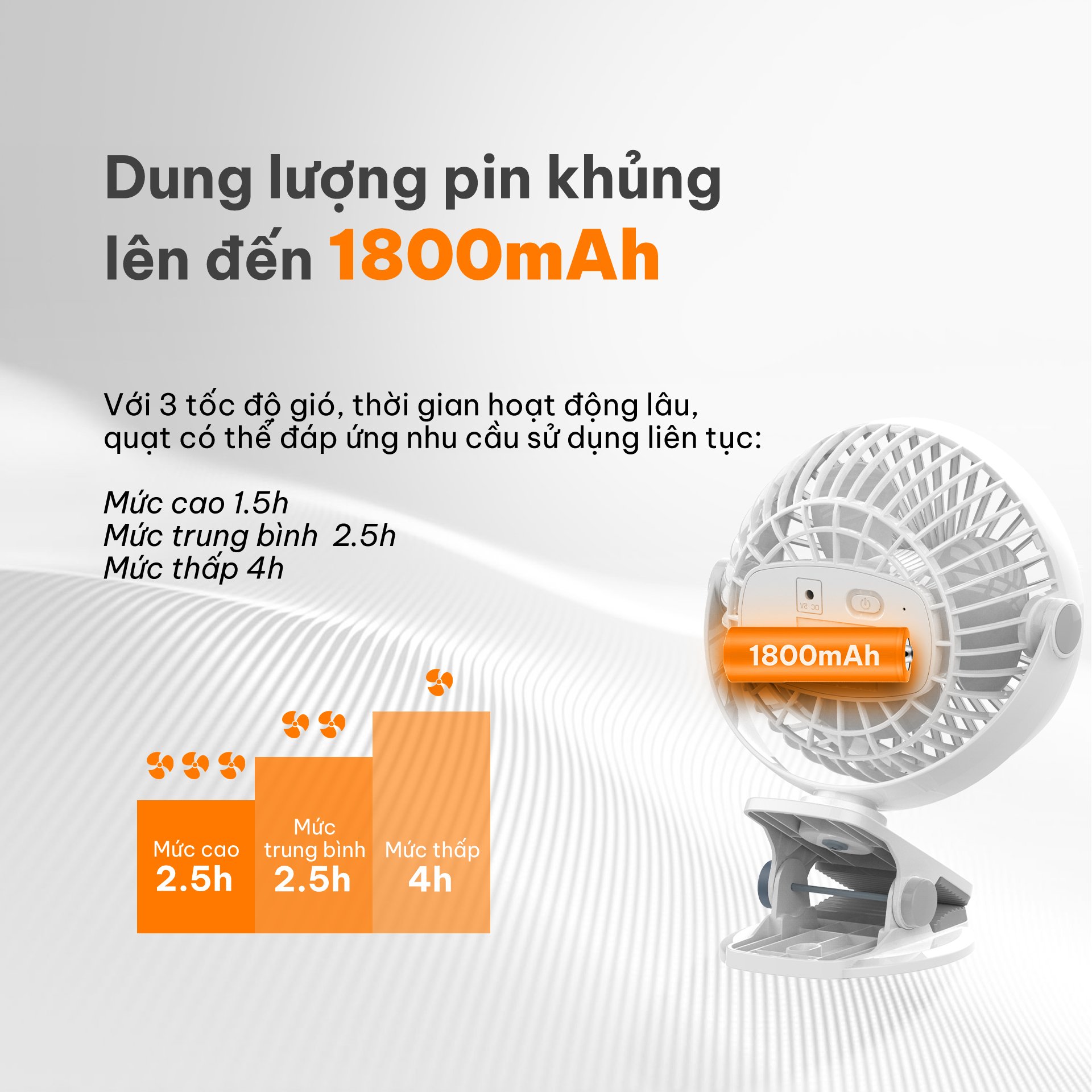Mô tả Quạt Sạc Tích Điện Mini Kẹp Bàn Comet CRF0705 5W Đế Kẹp Xe Đẩy Hoặc Để Bàn Xoay 360 Độ - 3