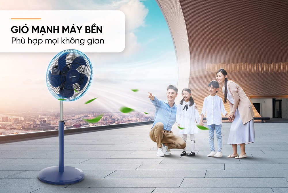 Mô tả Quạt đứng Sunhouse 5 cánh 120W SHD-7392, động cơ đồng nguyên chất, vận hành êm ái, không tiếng ồn - 1