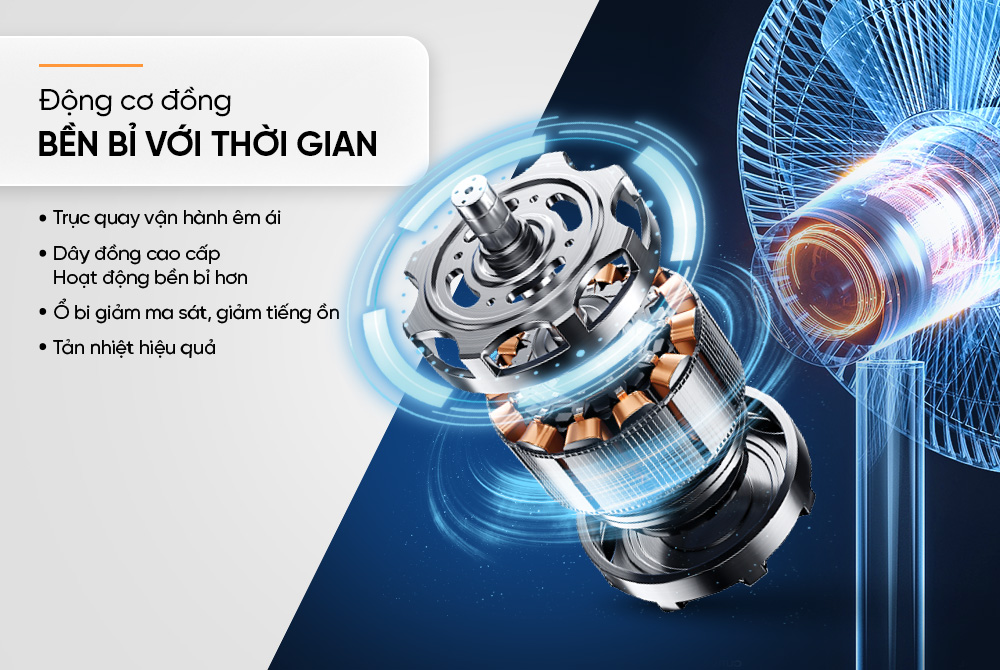 Mô tả Quạt đứng Sunhouse 5 cánh 120W SHD-7392, động cơ đồng nguyên chất, vận hành êm ái, không tiếng ồn - 2
