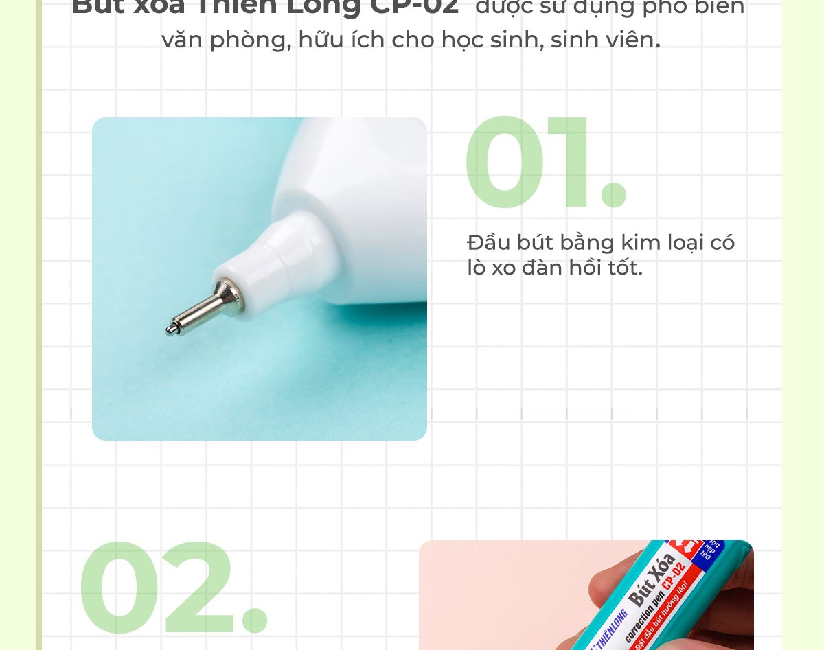 Mô tả Bút xóa nước 12ml Thiên Long CP-02 - Viết xóa sạch, nhanh khô, an toàn sử dụng, phù hợp học sinh, sinh viên, văn phòng - 6