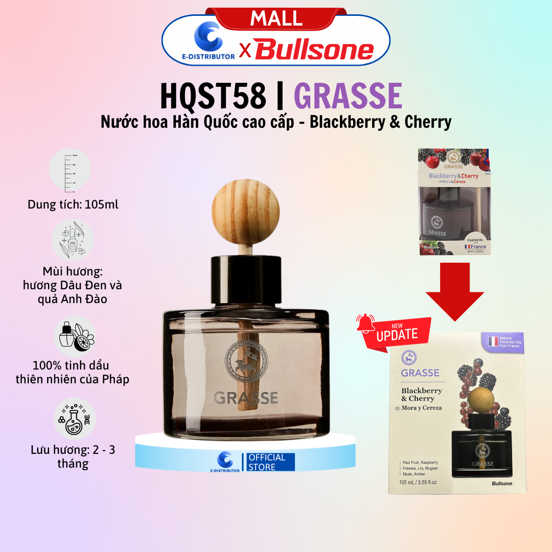 Mô tả Nước hoa ô tô Bullsone Grasse Diffuser Blackberry & Cherry - Dung tích 105ml - Hàng Chính Hãng - 2