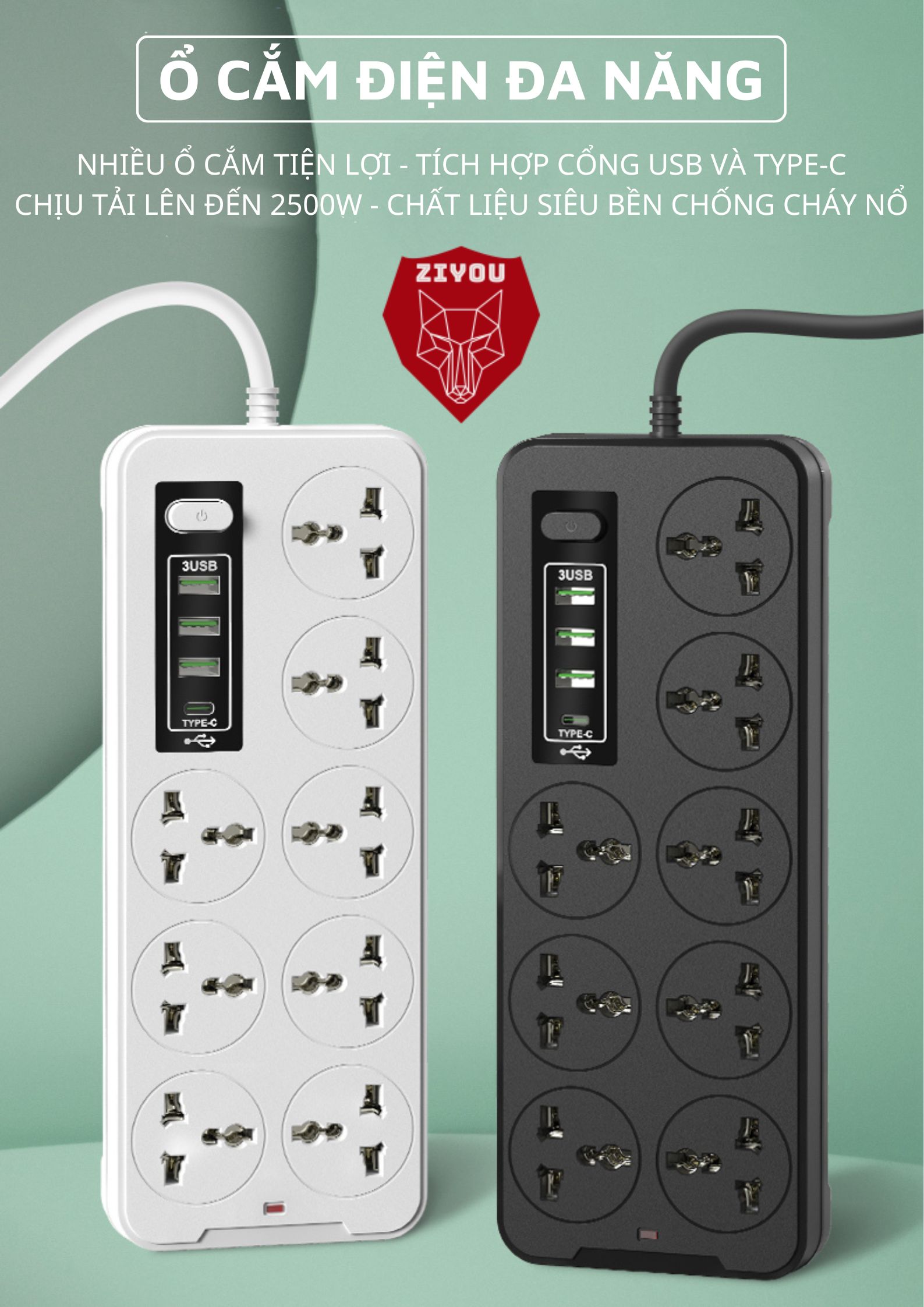 Cổng sạc USB và Type C trên ổ cắm A8