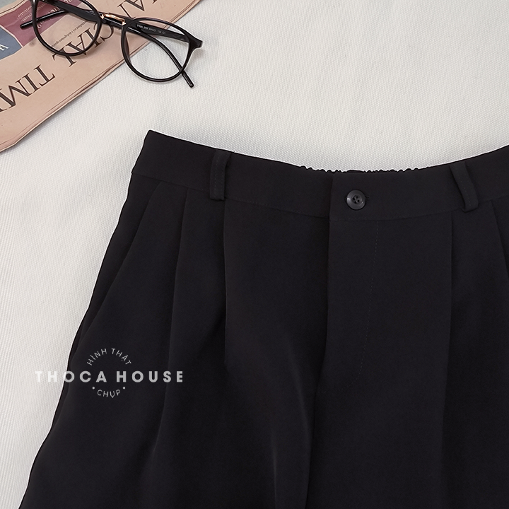 Mô tả Quần short lửng nữ ống rộng có lưng thun THOCA HOUSE quần tây freesize thoải mái - 1