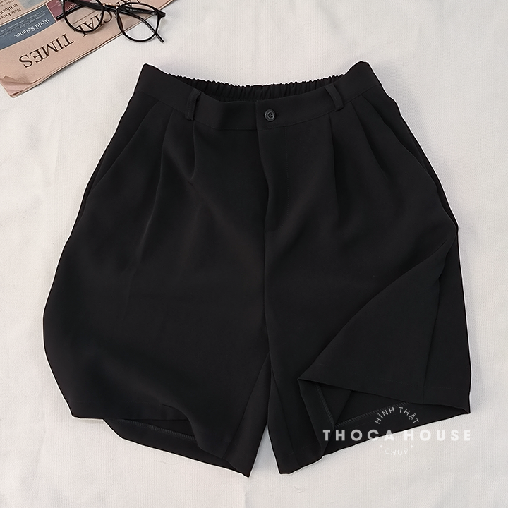Mô tả Quần short lửng nữ ống rộng có lưng thun THOCA HOUSE quần tây freesize thoải mái - 4