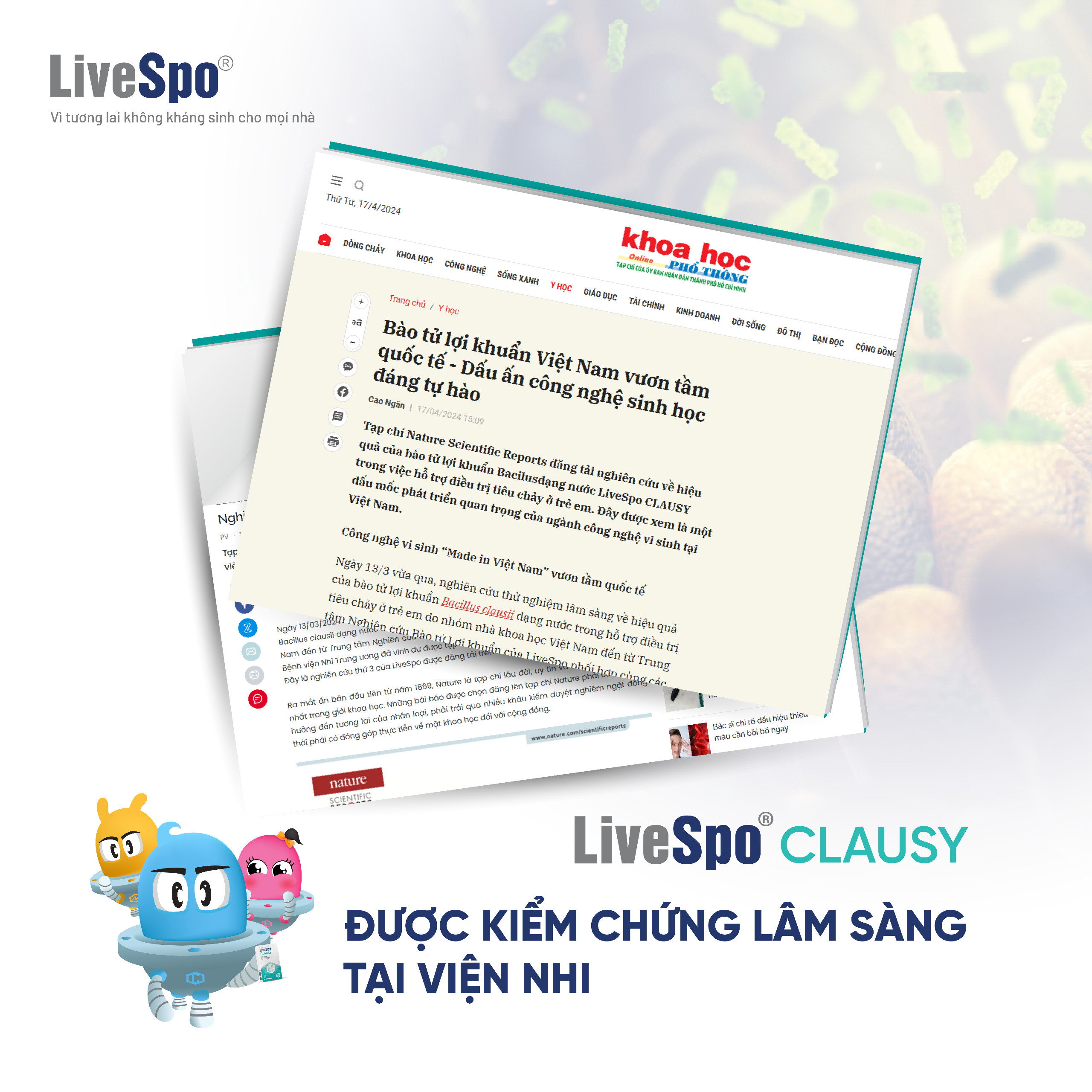 Mô tả Men vi sinh LiveSpo Clausy - Giảm rối loạn tiêu hóa cho người uống kháng sinh hộp 10 ống x 5ml - 3