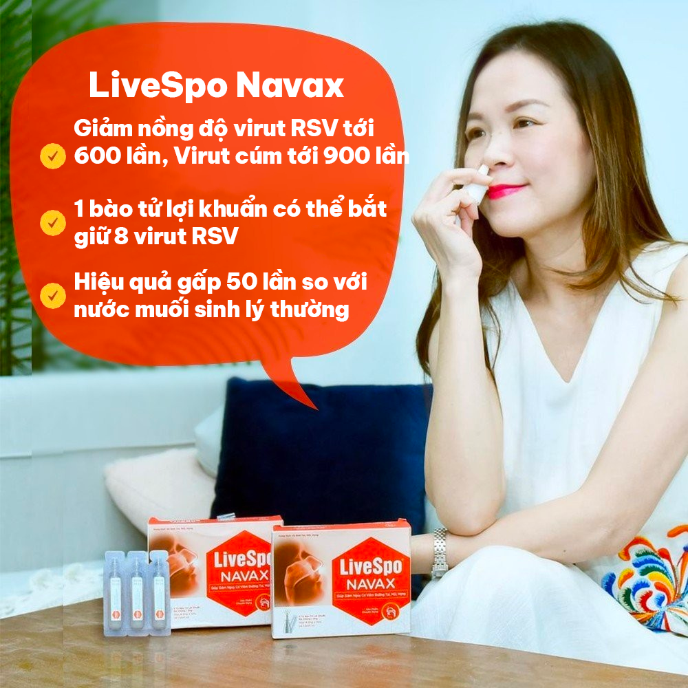Mô tả Combo 2 Hộp Xịt mũi - họng chứa Bào tử lợi khuẩn - LivSpo Navax Chuyên Dụng (Hộp 10 ống x 4ml) - 1