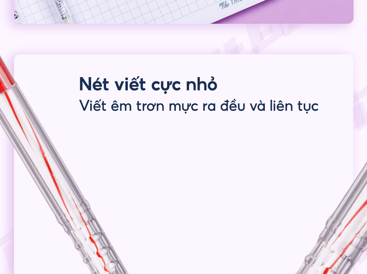 Mô tả Combo 5/10/20 Bút bi Thiên Long TL-027 mực xanh/đỏ/đen/tím ngòi 0.5mm, nét viết đều dành cho học sinh, văn phòng - 8