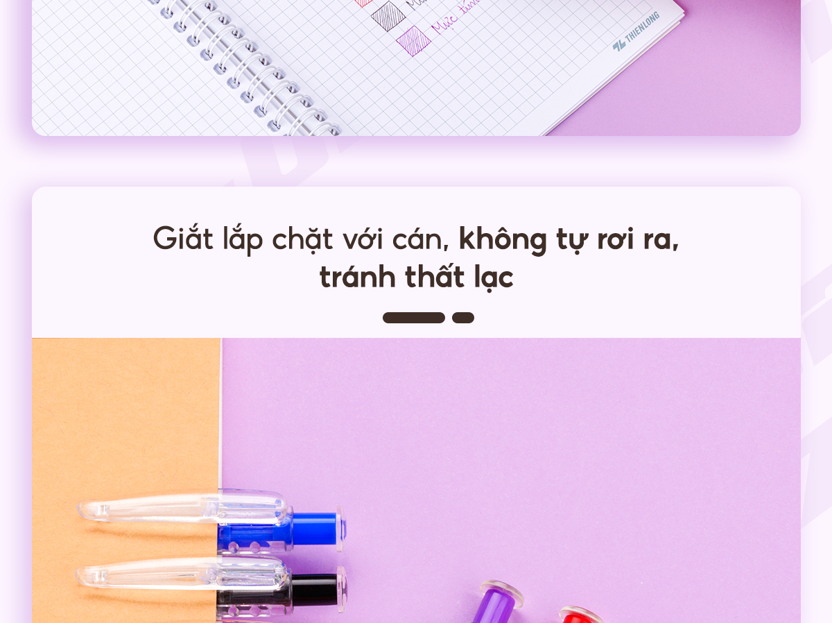 Mô tả Combo 5/10/20 Bút bi Thiên Long TL-027 mực xanh/đỏ/đen/tím ngòi 0.5mm, nét viết đều dành cho học sinh, văn phòng - 11