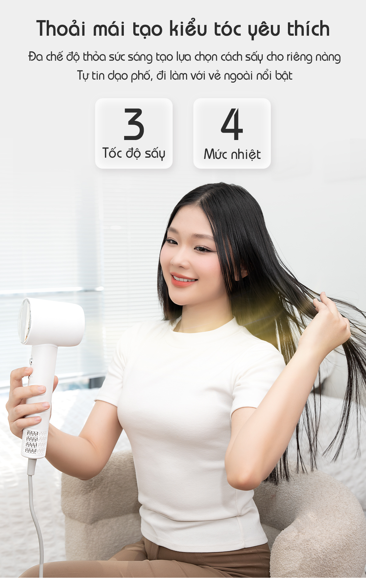 Mô tả Máy Sấy Tóc Đa Năng Ion Âm HS01 Vietnamrobovac Digital High - Chế Độ Sấy Trẻ Em - Hàng Chính Hãng - 6