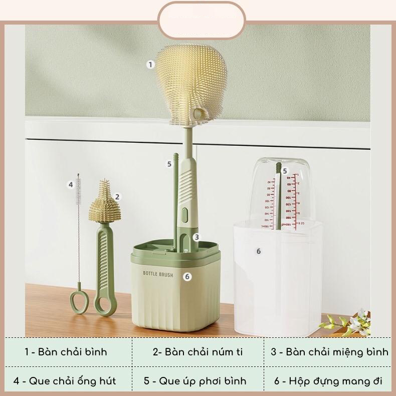 Mô tả Hộp cọ rửa bình sữa KidAndMom bằng silicon gấp gọn tiện lợi khi mang theo 1 hộp với 6 chức năng dùng cho mọi loại bình - 4