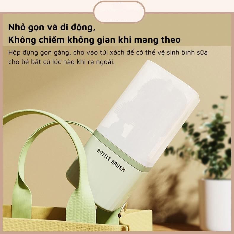 Mô tả Hộp cọ rửa bình sữa KidAndMom bằng silicon gấp gọn tiện lợi khi mang theo 1 hộp với 6 chức năng dùng cho mọi loại bình - 5