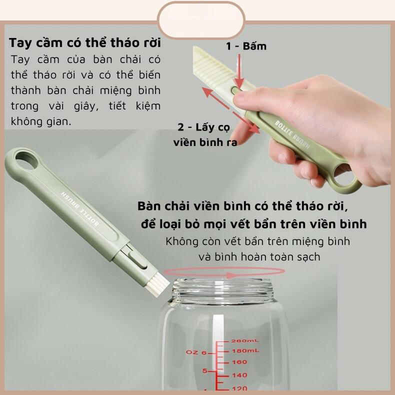 Mô tả Hộp cọ rửa bình sữa KidAndMom bằng silicon gấp gọn tiện lợi khi mang theo 1 hộp với 6 chức năng dùng cho mọi loại bình - 9