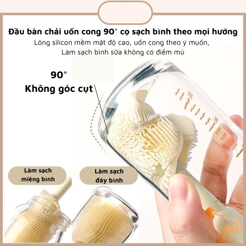 Mô tả Hộp cọ rửa bình sữa KidAndMom bằng silicon gấp gọn tiện lợi khi mang theo 1 hộp với 6 chức năng dùng cho mọi loại bình - 11
