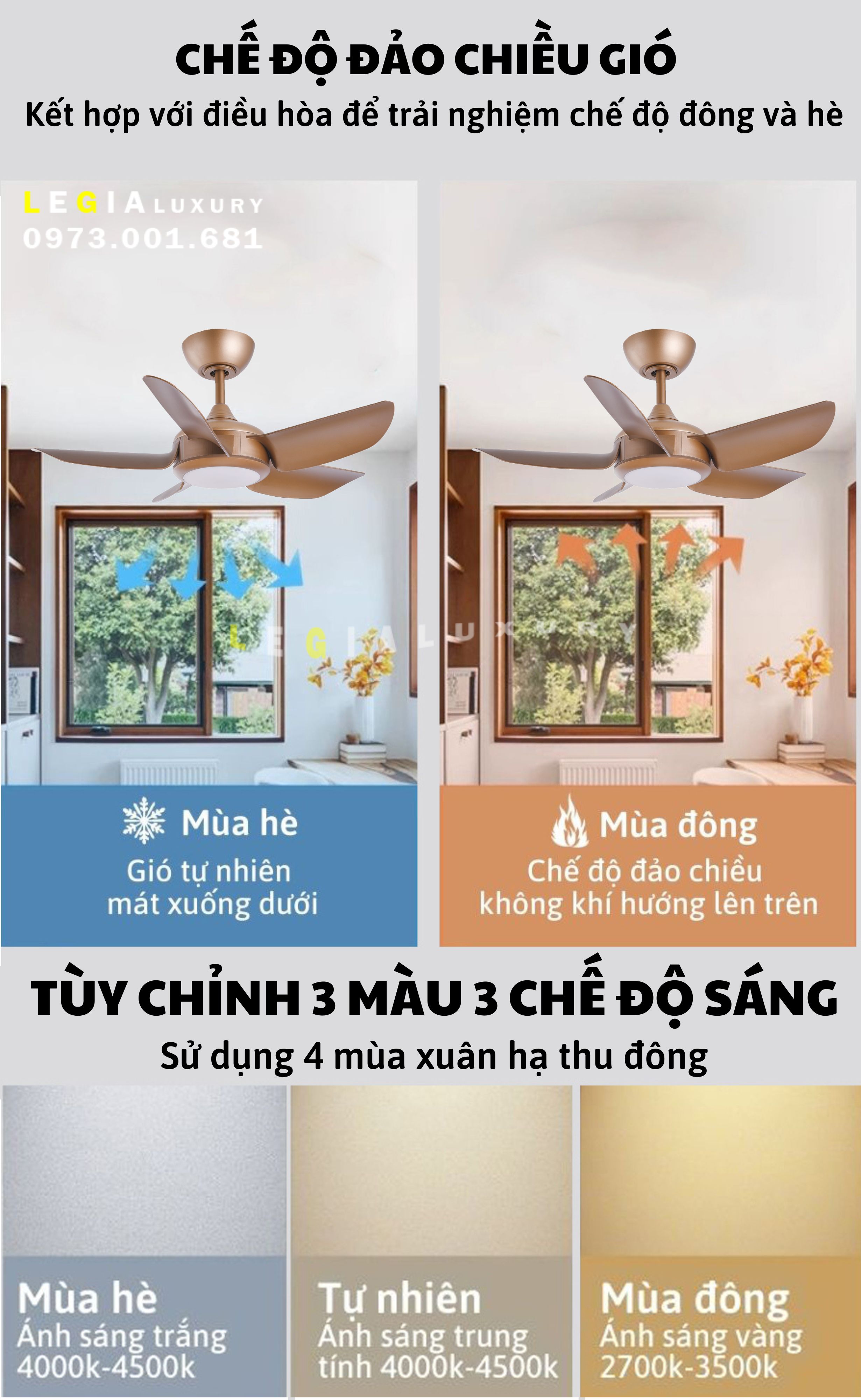 Mô tả Quạt Trần Mini Cao Cấp | Quạt Trần Chung Cư | Chạy Êm Không Tiếng Động , Tiêu Chuẩn CE xuất Châu Âu - 2