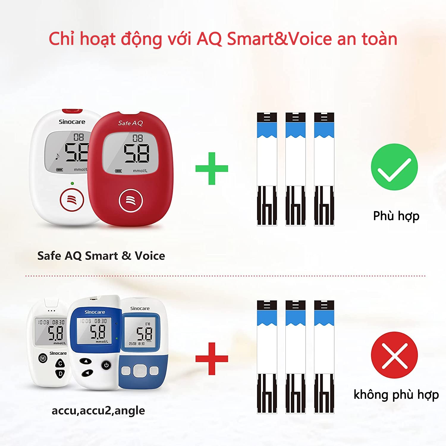 Mô tả Que Thử Đường Huyết Safe AQ Smart Chính Hãng Sinocare Hộp 50 Que Tặng Kèm 50 Kim - 1