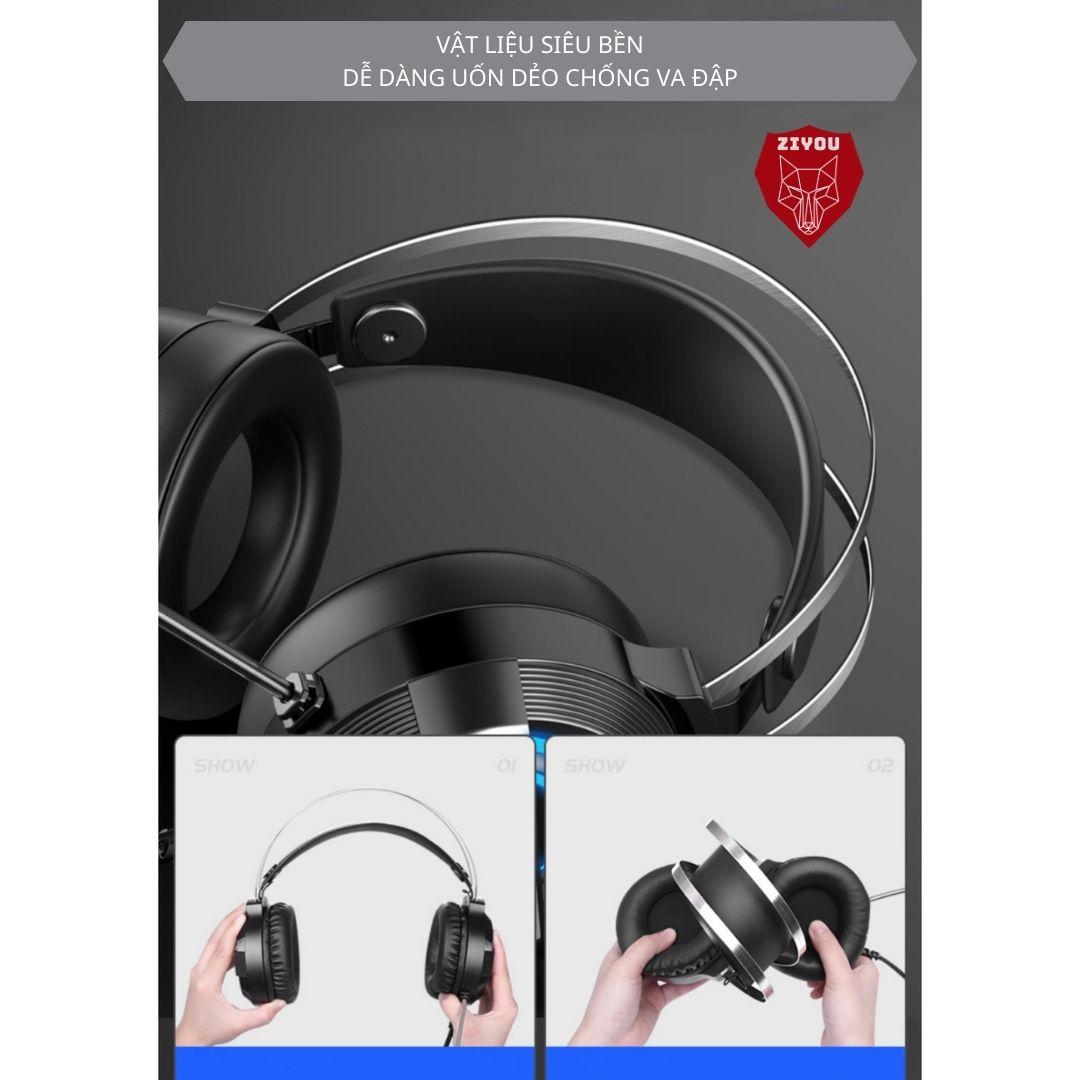 Tai Nghe Chụp Tai Gaming ZIYOU MC Q9 Có Đèn Led Đổi Màu Có mic đàm