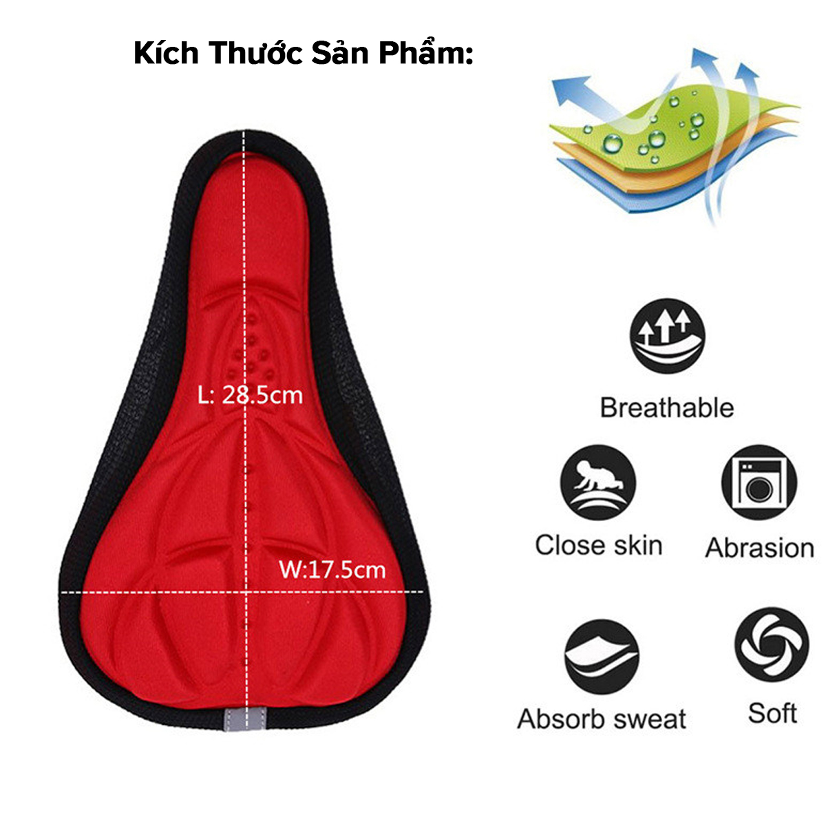 Mô tả Đệm Xốp 3D Mềm Mại Thoải Mái Bọc Yên Xe Đạp Leo Núi Chính Hãng Amalife - 7