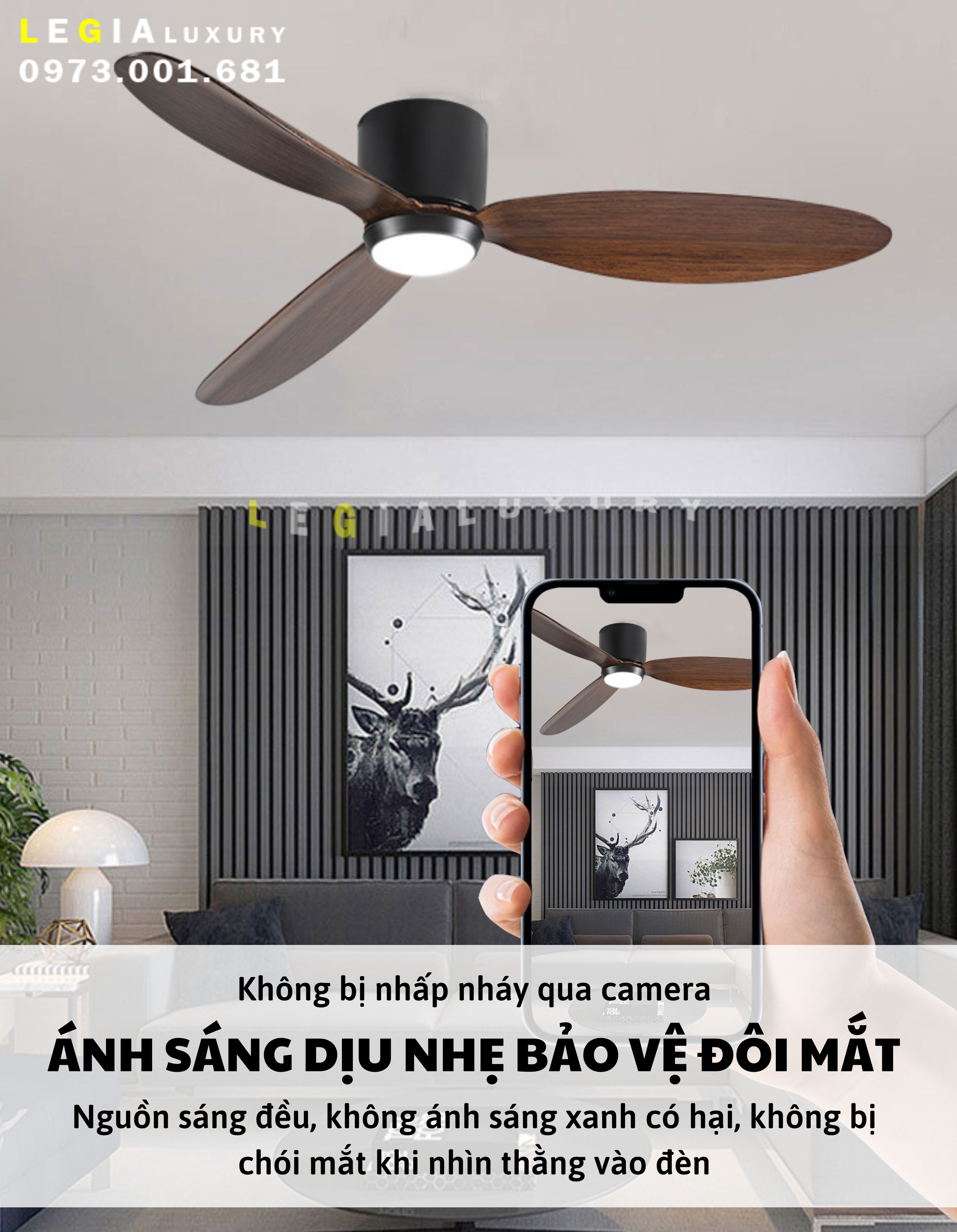 Mô tả Quạt Trần Cổ Ngắn 18cm LGFAN728 | Quạt trần ốp sát trần | Quạt trần cho chung cư trần thấp 2025 - 4