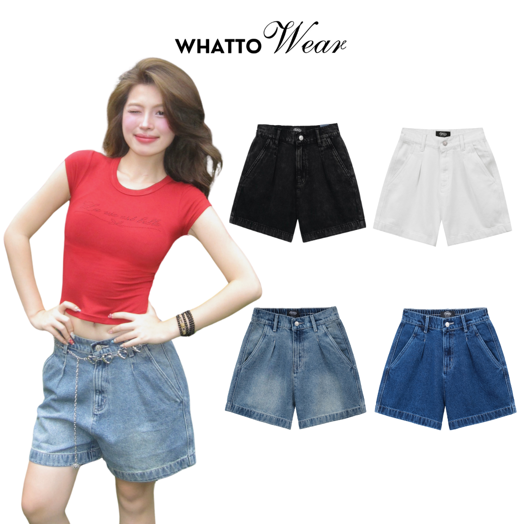 [Xả Kho] EASY SHORT - Quần short denim nhấn li lưng thun co giãn mùa hè ...