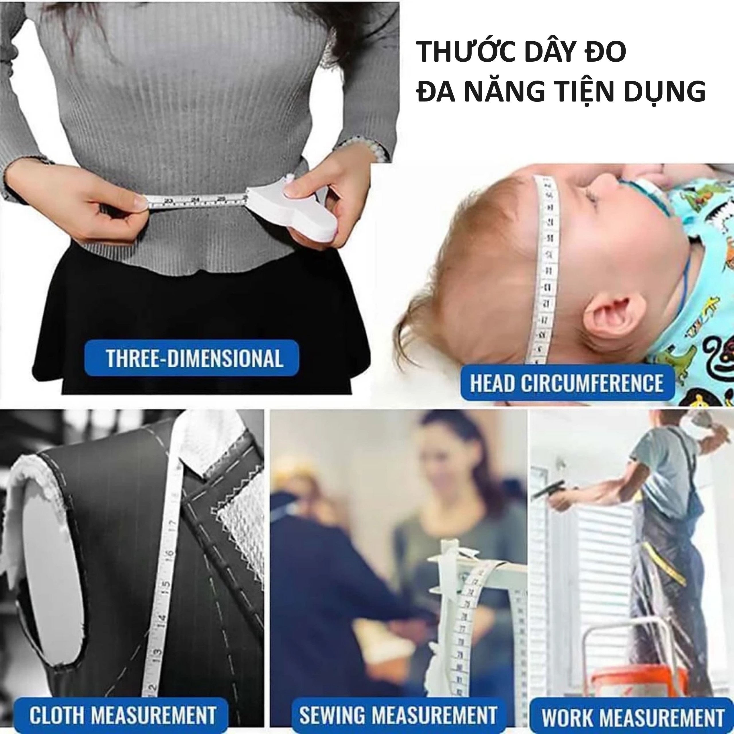 Mô tả Thước Dây - Taky, Với Nút Bấm Tự Rút Sau Khi Kéo, Đo Vòng Bụng, Đùi, Tay, Vòng Eo 3 Vòng Kiểm Tra Sức Khỏe 1.5m. 5945 - 1