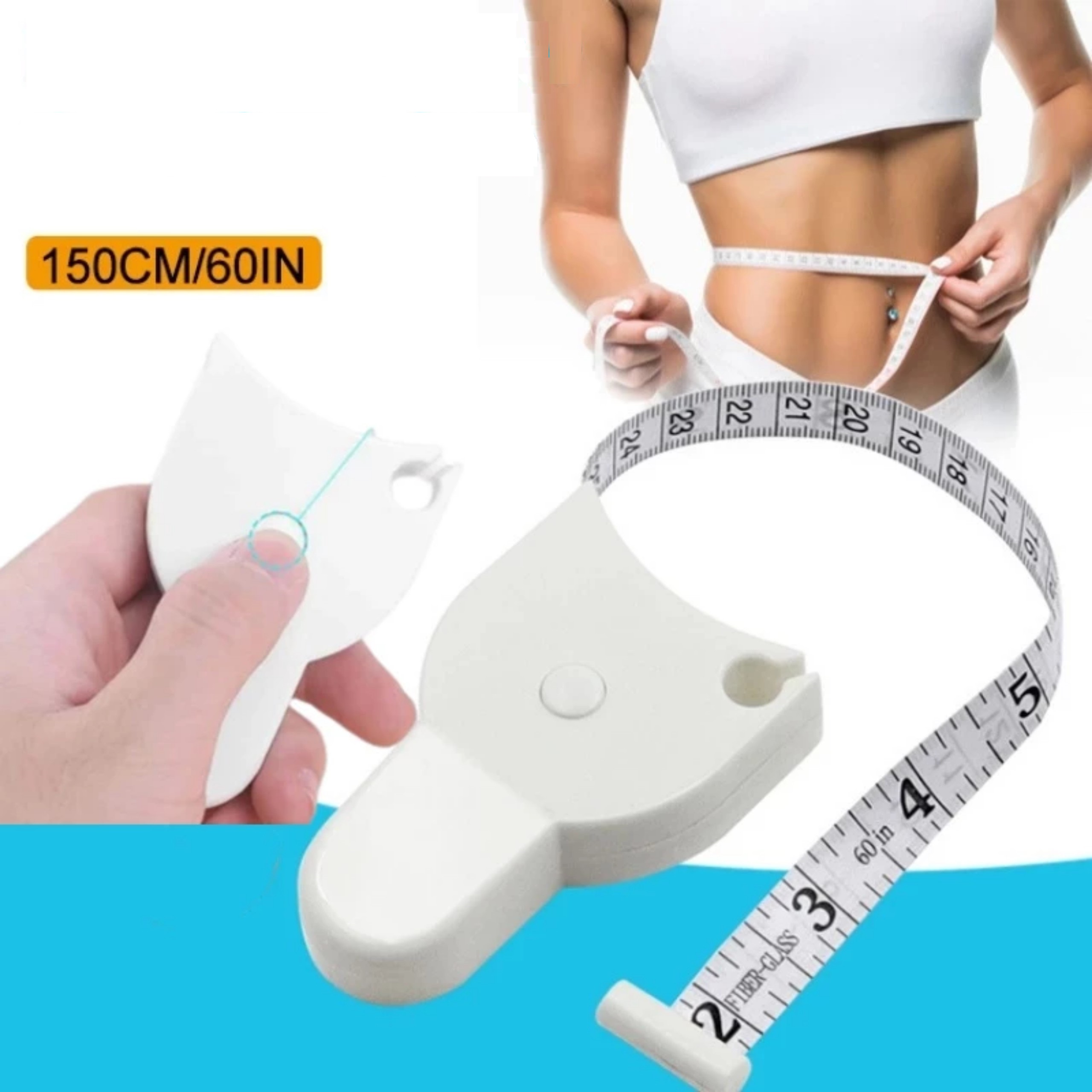 Mô tả Thước Dây - Taky, Với Nút Bấm Tự Rút Sau Khi Kéo, Đo Vòng Bụng, Đùi, Tay, Vòng Eo 3 Vòng Kiểm Tra Sức Khỏe 1.5m. 5945 - 2