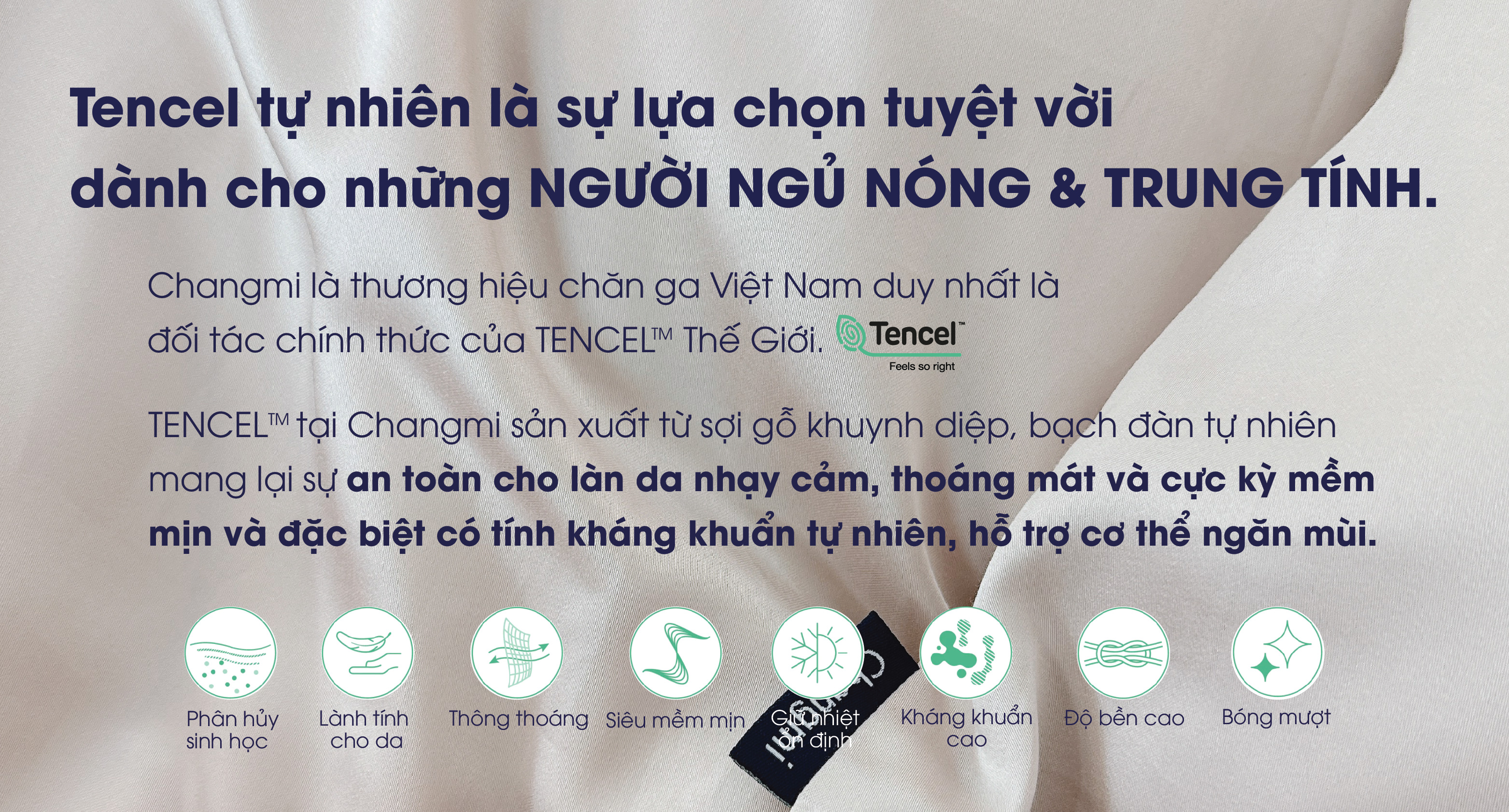 Mô tả Ga chun lụa Tencel tự nhiên Changmi Bedding cao cấp, mềm mượt và mát lạnh. Tencel Lenzing chính hãng - 2