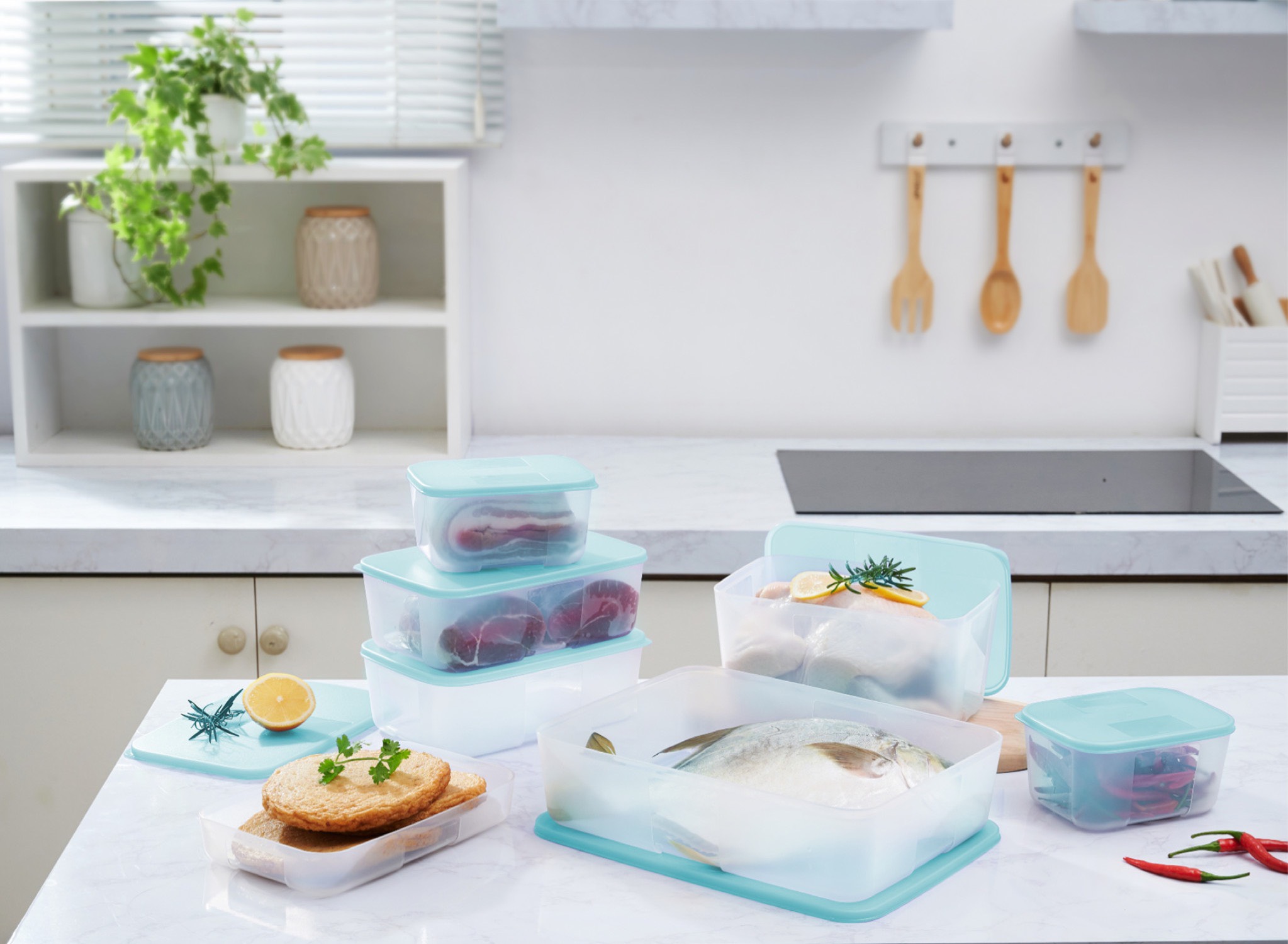 Bộ hộp trữ ngăn đông tủ lạnh nắp xanh Tupperware Freezermate Essential ...