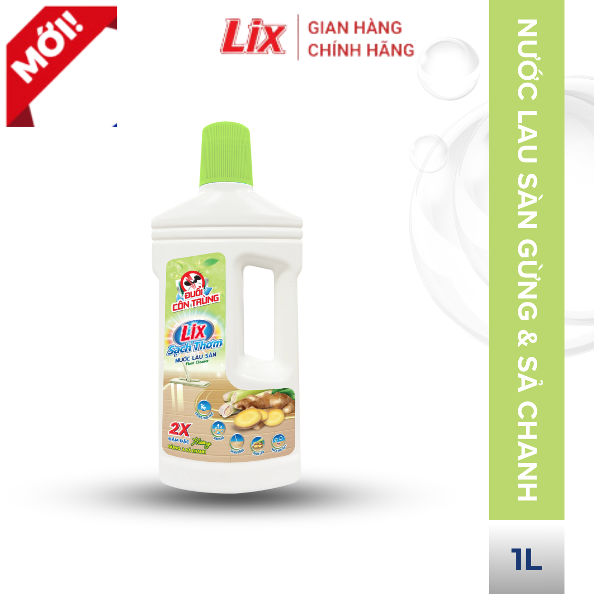 Mô tả Nước lau sàn Lix sạch thơm hương gừng và sả chanh mát lạnh sạch sáng bóng 1L/CH12 18201 Lixco Việt Nam - 1