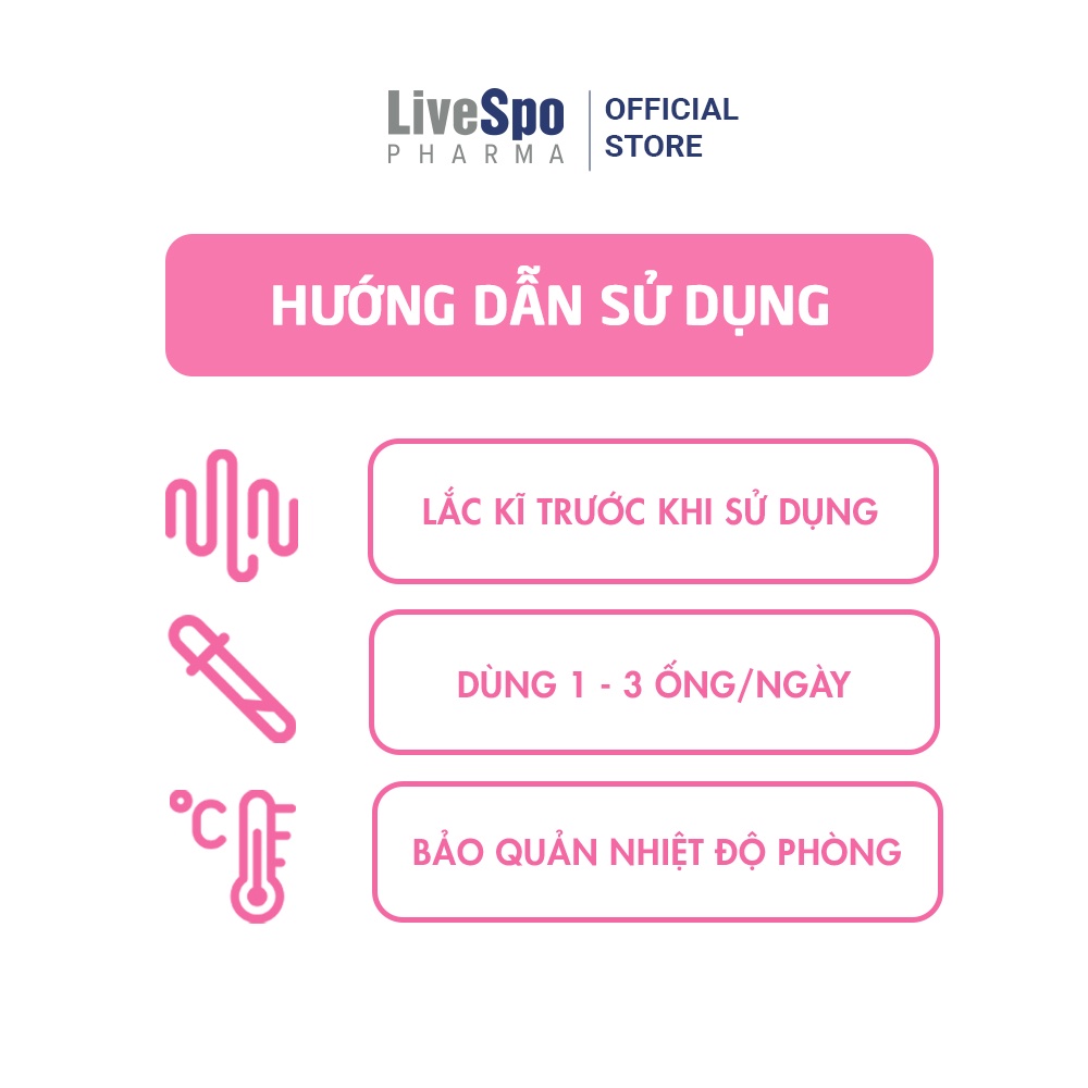 Mô tả Combo 6 hộp Men vi sinh chứa Bào tử lợi khuẩn LiveSpo Pregmom cho bé Táo bón, Biếng ăn (20 ống) - 6