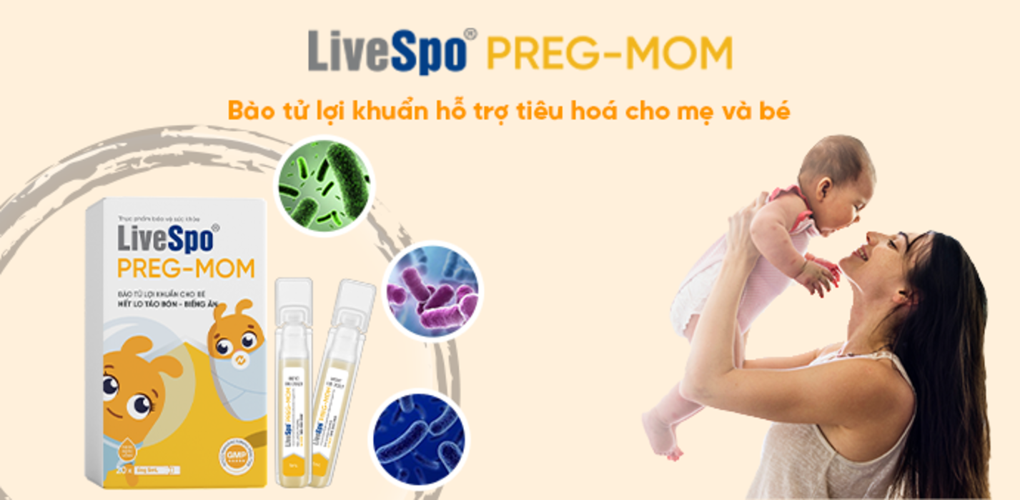 Mô tả Combo 6 hộp Men vi sinh chứa Bào tử lợi khuẩn LiveSpo Pregmom cho bé Táo bón, Biếng ăn (20 ống) - 1