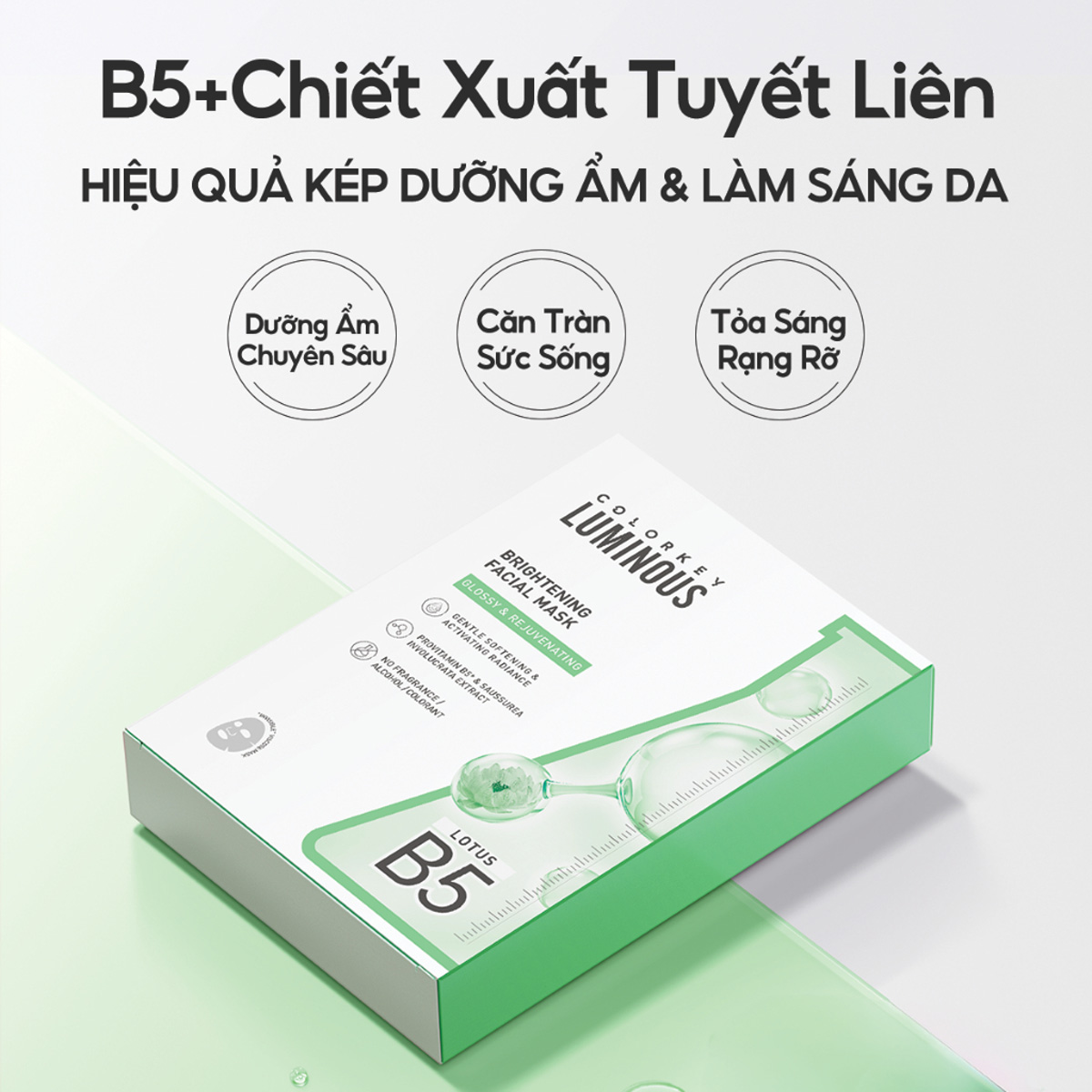 Mô tả Hộp Mặt Nạ Colorkey Dưỡng Ẩm, Mờ Thâm, Sáng Da, Giảm Mụn Tím, Vàng, Hồng, Xanh Lá, Cam 25ml/Miếng - 5
