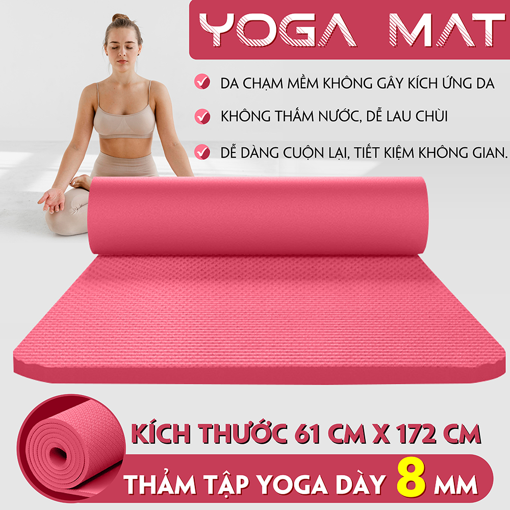 Mô tả {3 size}BG-Thảm tập YOGA GYM  Bám Sàn Chống Trượt Dễ Vệ Sinh,Chất Liệu Thảm Tập Yoga TPE,dễ gấp gọn - 3