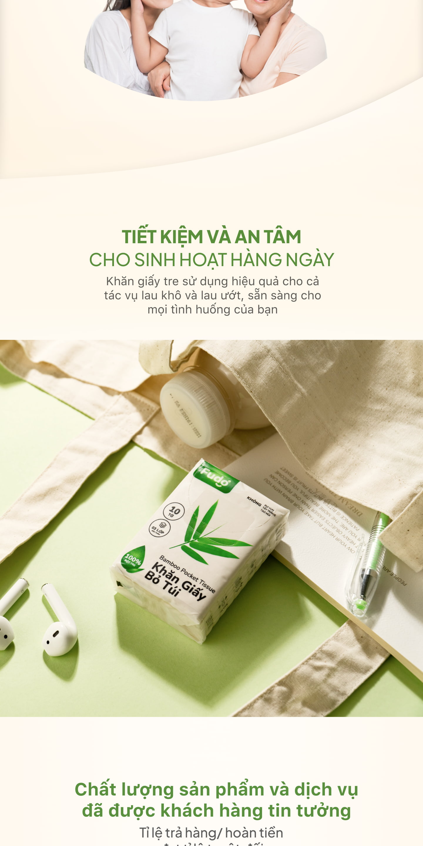 Khăn giấy bỏ túi Fudo Bamboo tiện lợi