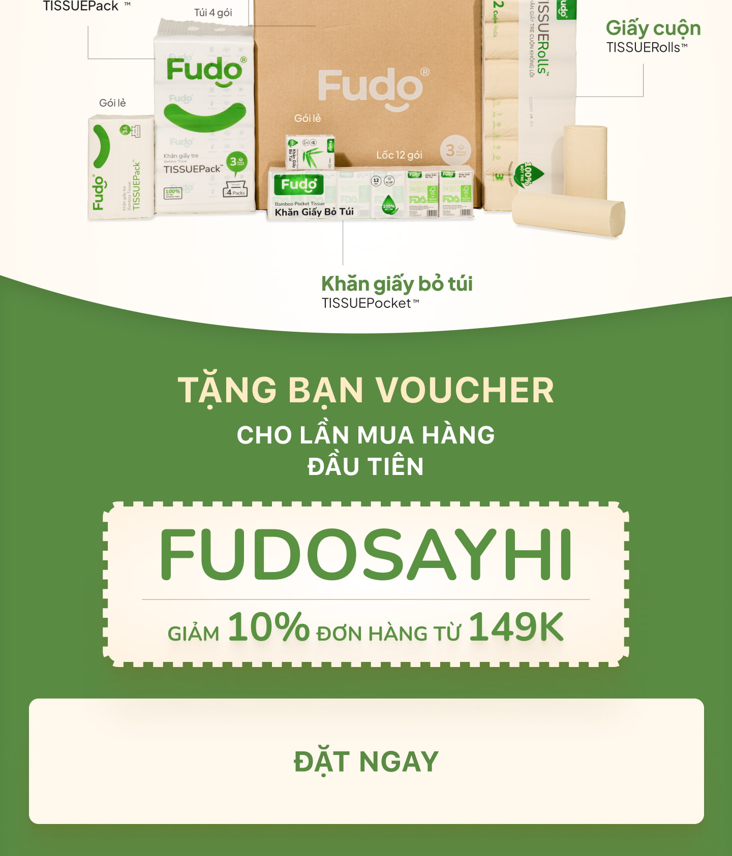 Thông tin sản phẩm khăn giấy bỏ túi Fudo Bamboo