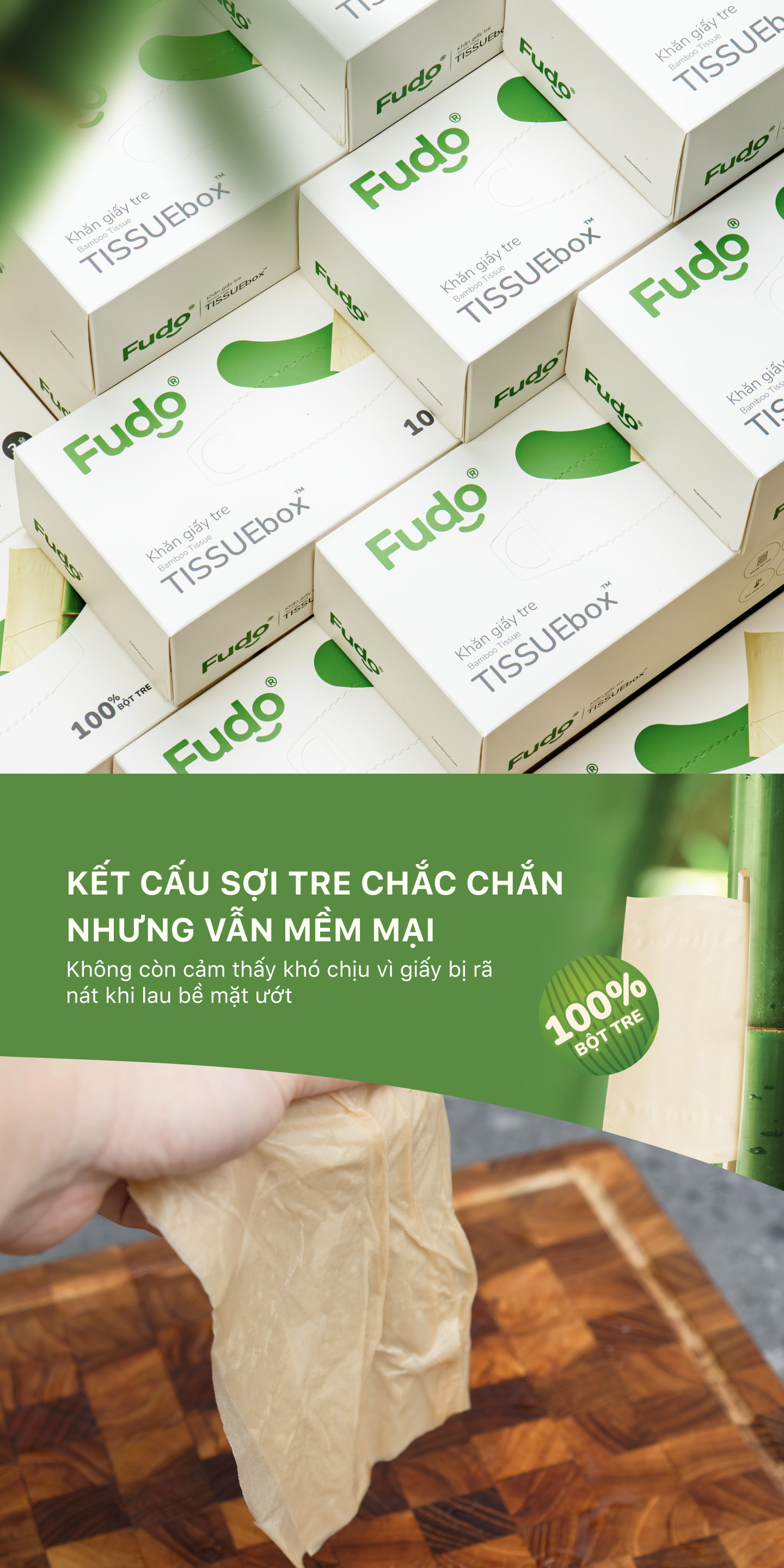 Khăn giấy Fudo Bamboo thấm hút tốt