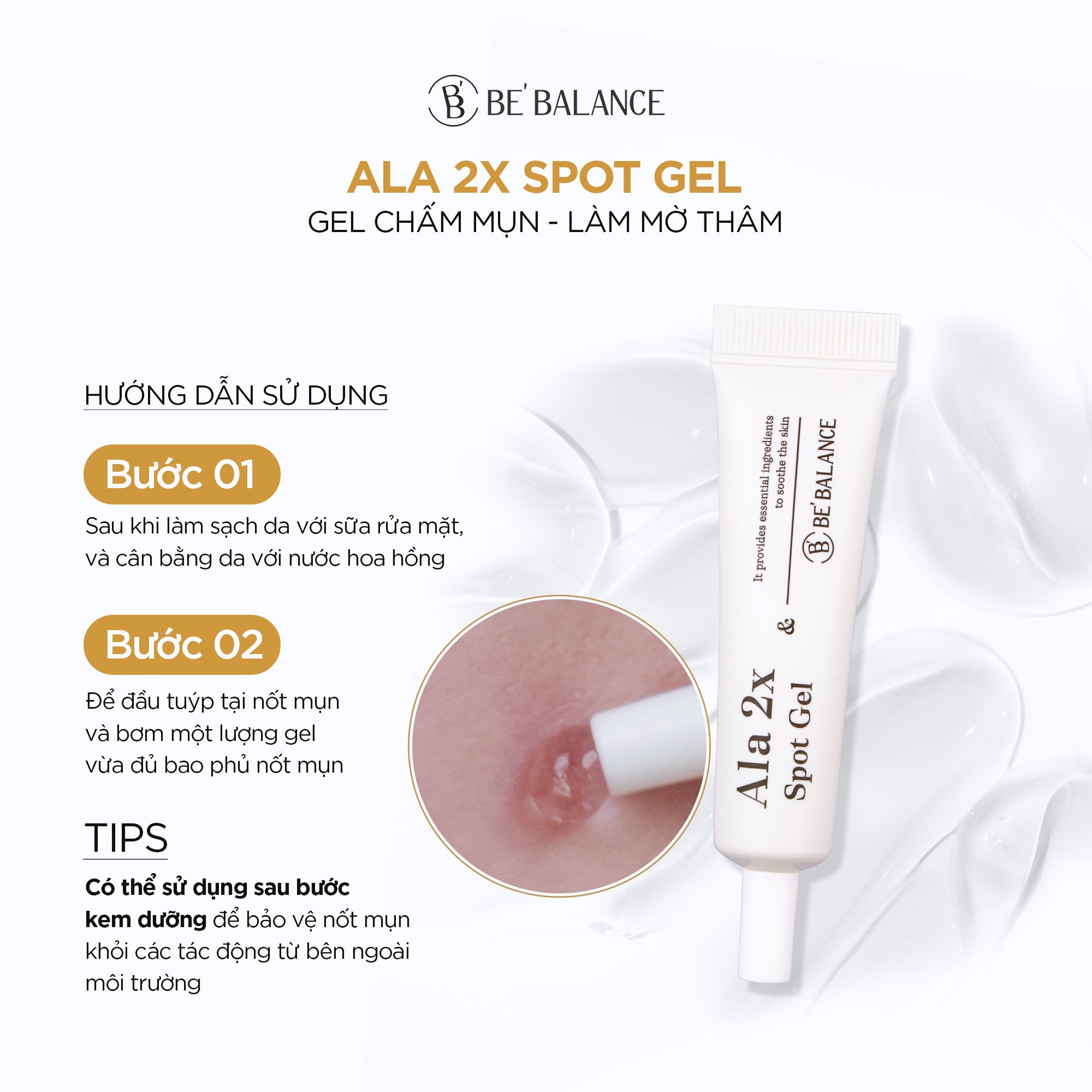 Mô tả Gel Chấm Mụn Be'Balance ALA 2X SPOT GEL giúp Chăm Sóc Da có Vấn Đề về Mụn 10ml - 3