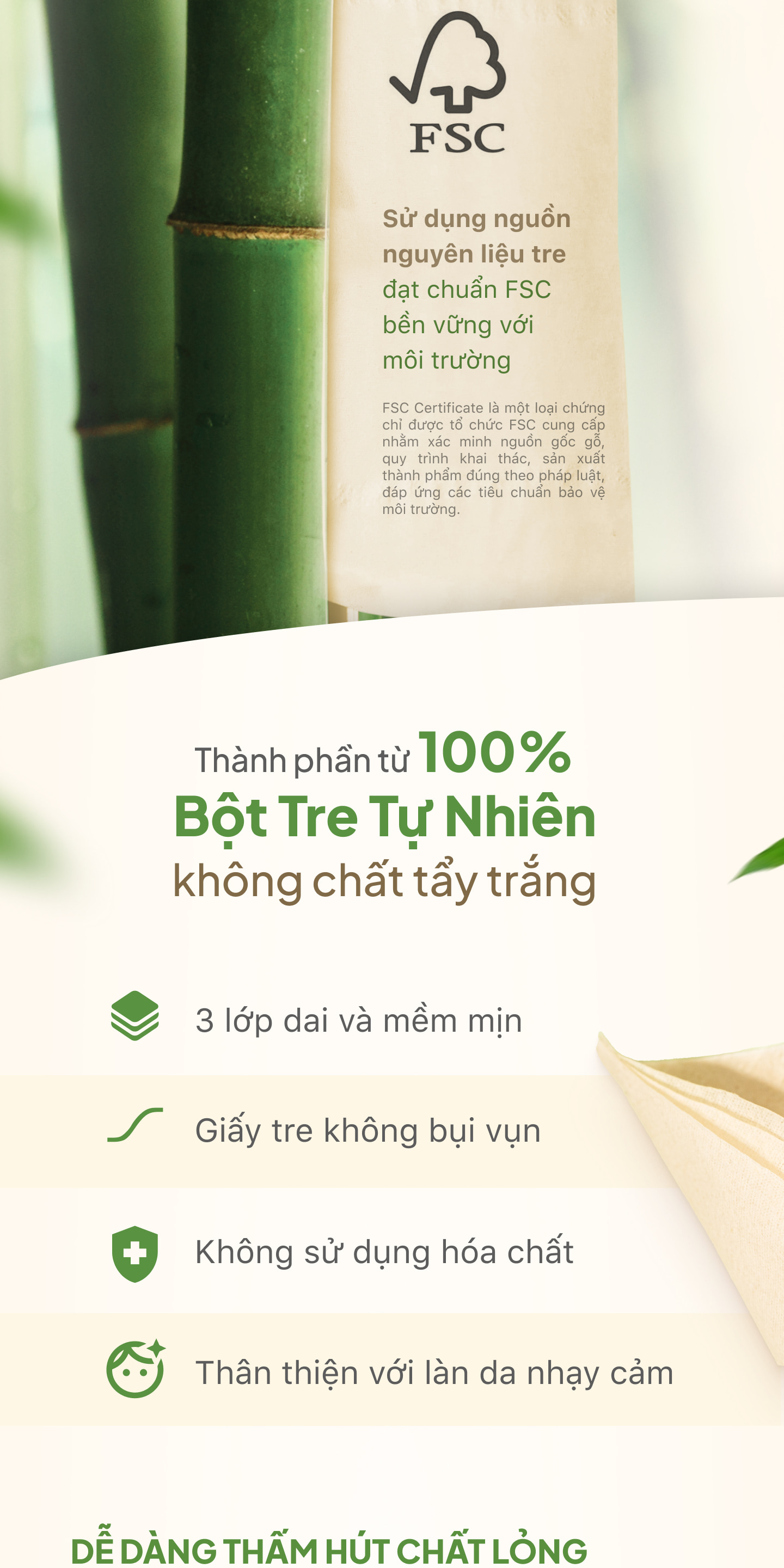 Khăn Giấy Khô Fudo Bamboo Tissue - Đa năng