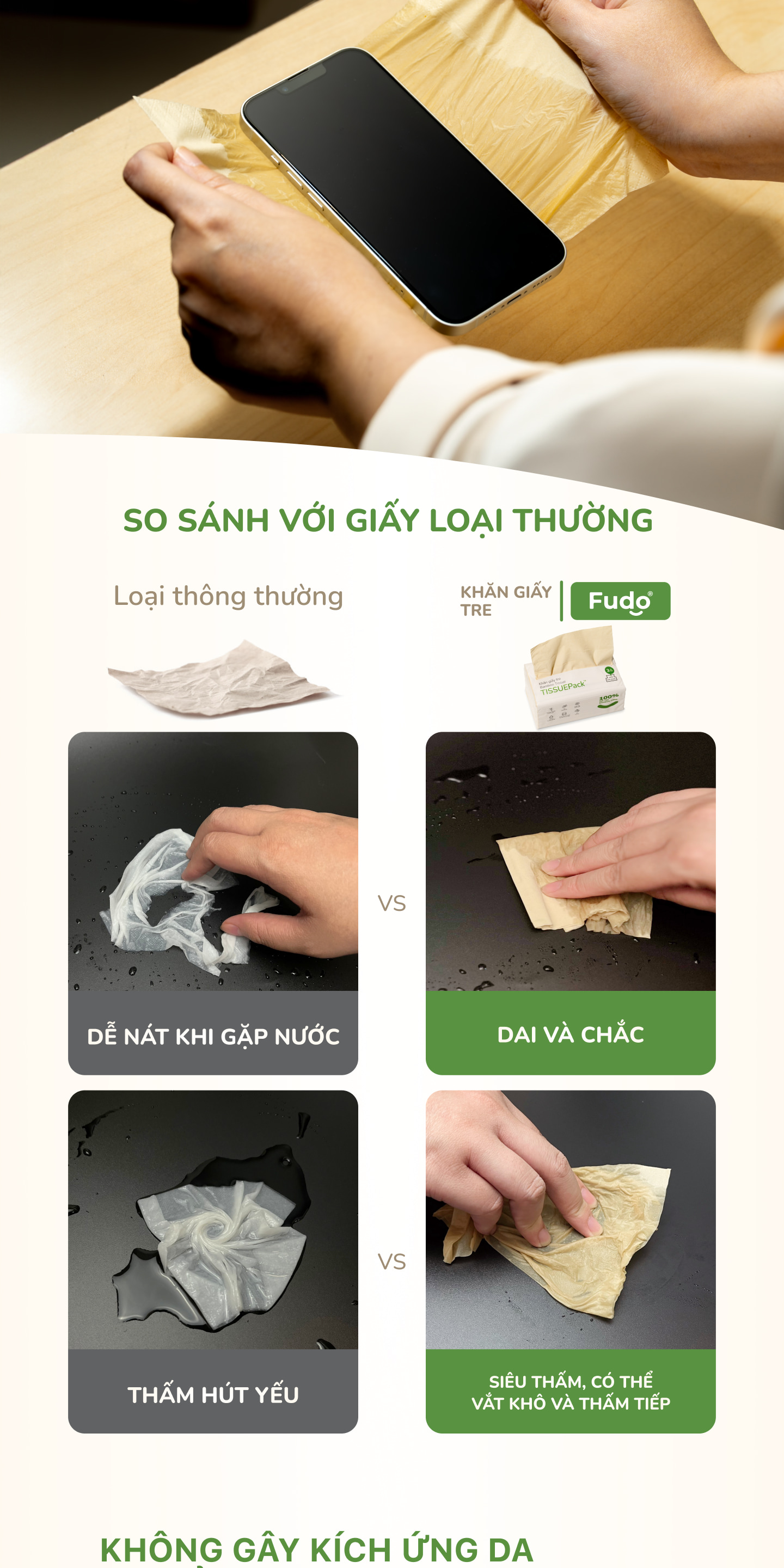 Khăn Giấy Khô Fudo Bamboo Tissue - Chất lượng