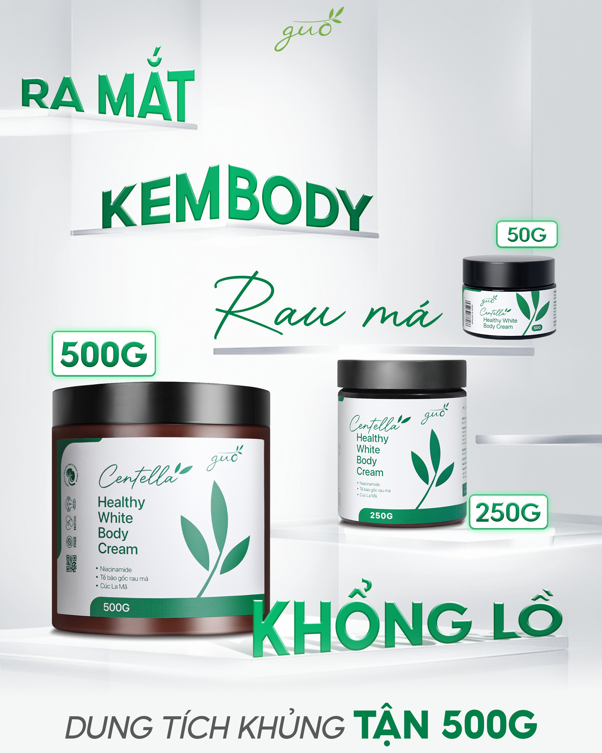 Mô tả Kem Body Dưỡng Trắng Mịn Da Rau Má, Nâng Tone Tức Thì, Mờ Sạm, Thẩm thấu nhanh - Centella Healthy White Body Cream GUO - 6