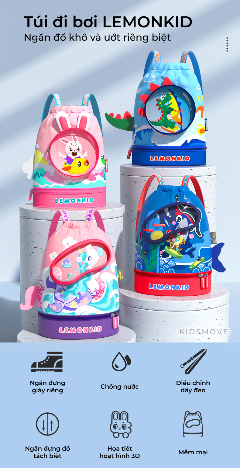Túi đựng đồ bơi cho bé Lemonkid 3D