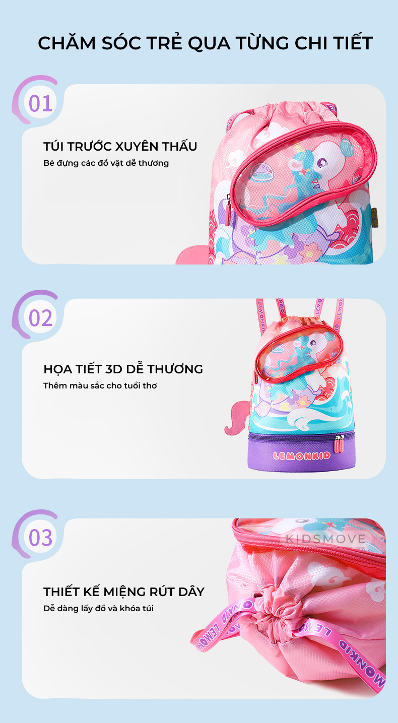 Cách đeo túi bơi Lemonkid