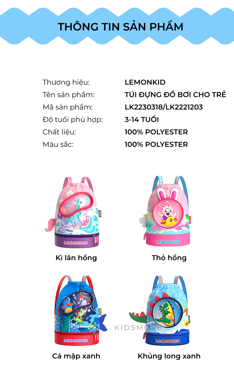 Chi tiết túi bơi Lemonkid