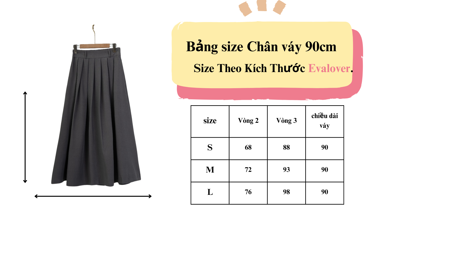 Mô tả Chân váy xòe xếp ly dáng dài 90cm kiều dáng trẻ trung năng động Evalover - 1