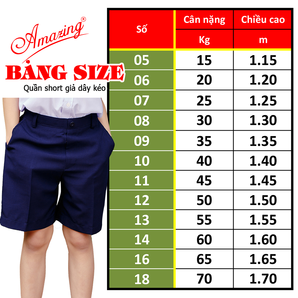 Mô tả Quần short giả dây kéo bé trai ,màu xanh đi học, phía sau lưng thun, dáng quần gọn đẹp, Amazing - 1