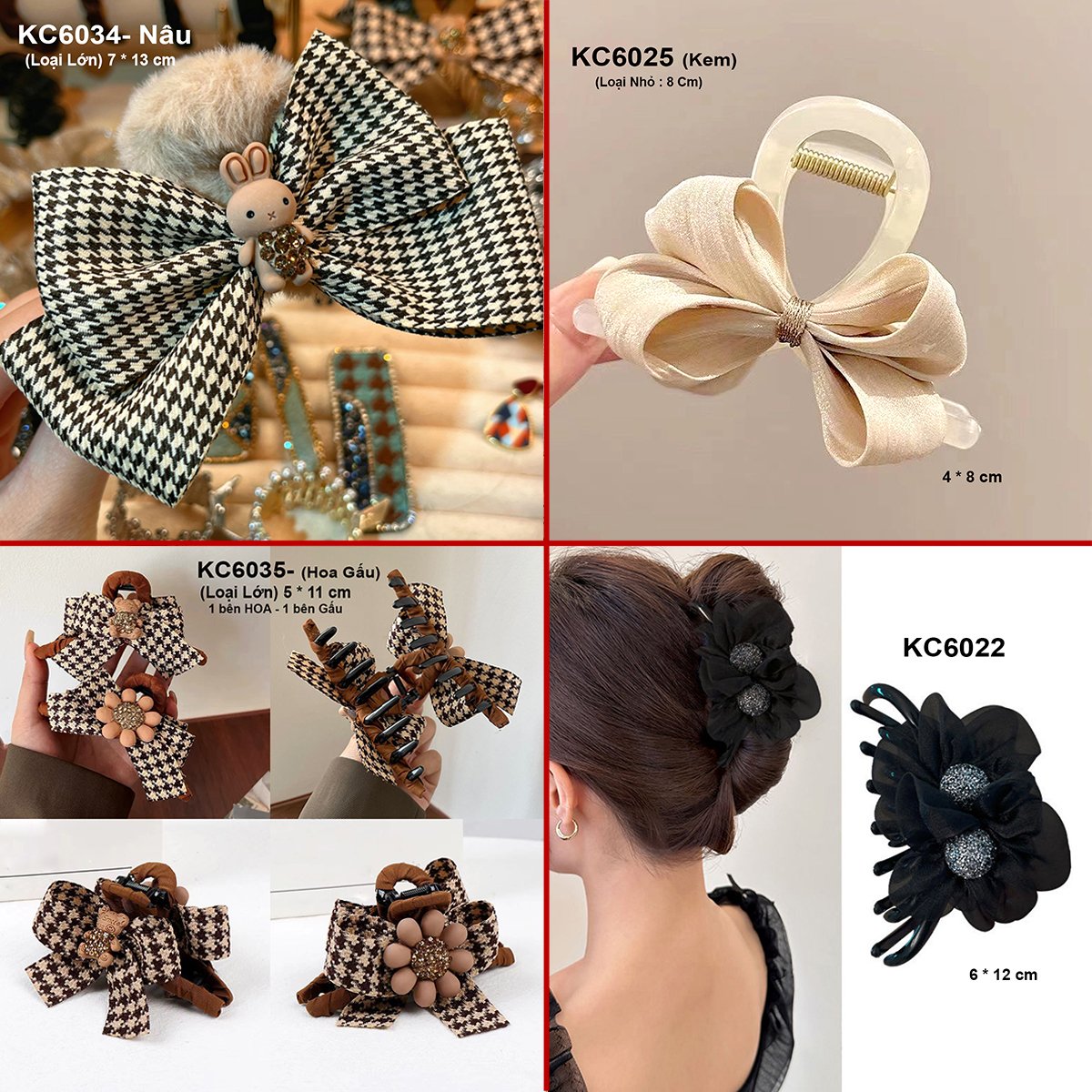 Mô tả GOTI Kẹp Tóc Nơ Lưới Cỡ Lớn Phong Cách Công Chúa Cho Nữ KC6019 - 1