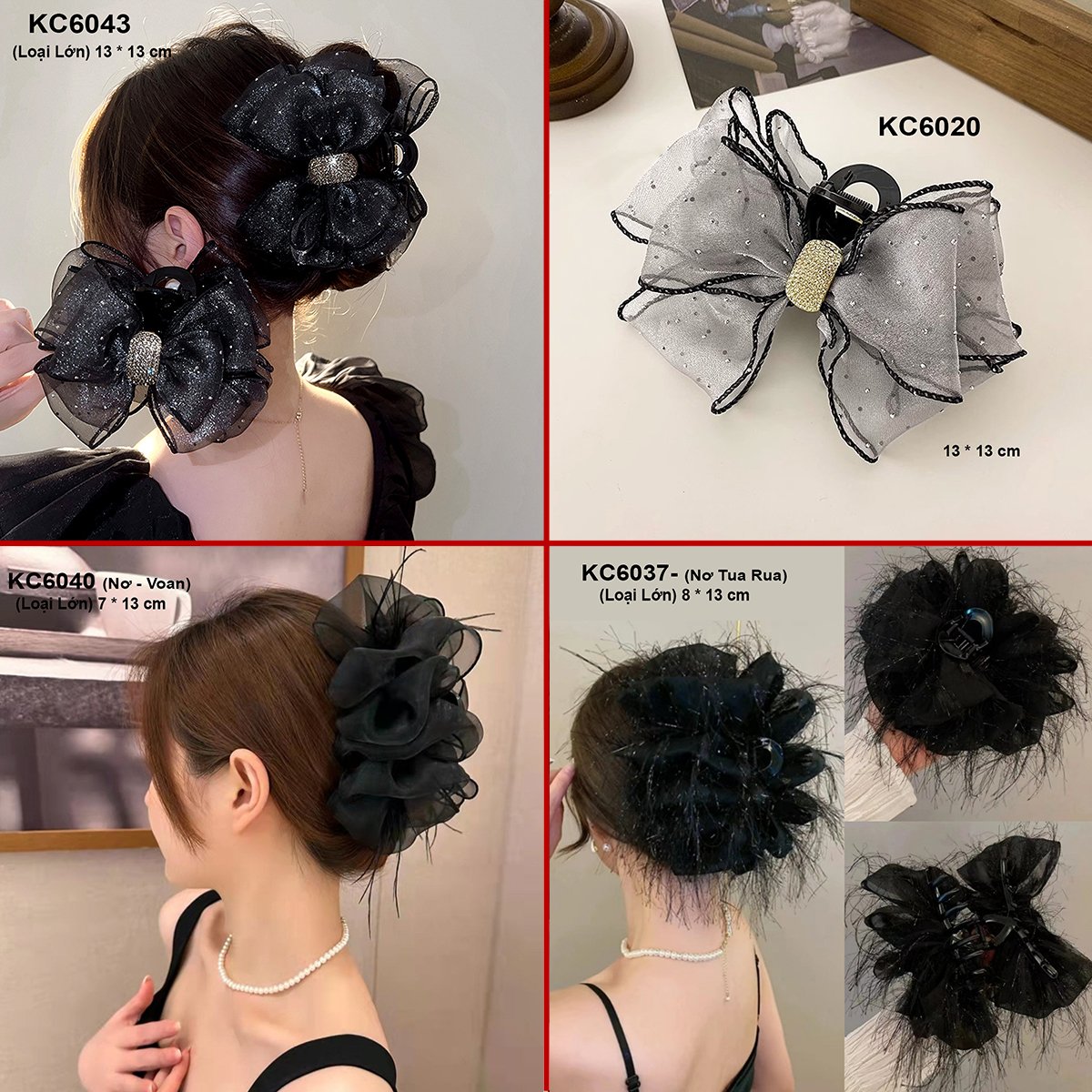 Mô tả GOTI Kẹp Tóc Nơ Lưới Cỡ Lớn Phong Cách Công Chúa Cho Nữ KC6019 - 4
