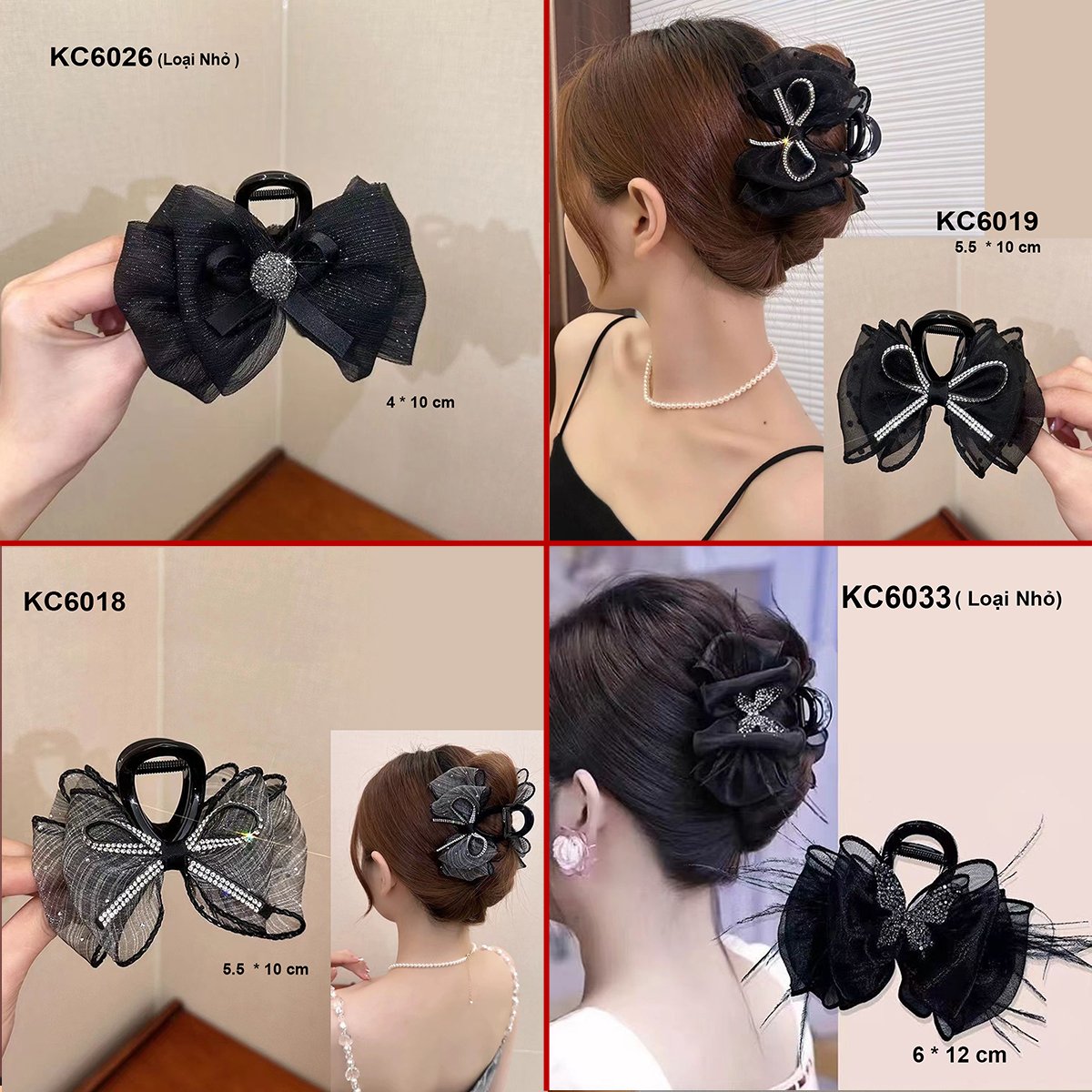 Mô tả GOTI Kẹp Tóc Nơ Lưới Cỡ Lớn Phong Cách Công Chúa Cho Nữ KC6019 - 5