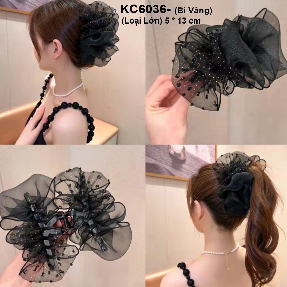Mô tả GOTI Kẹp Tóc Nơ Lưới Cỡ Lớn Phong Cách Công Chúa Cho Nữ KC6019 - 8