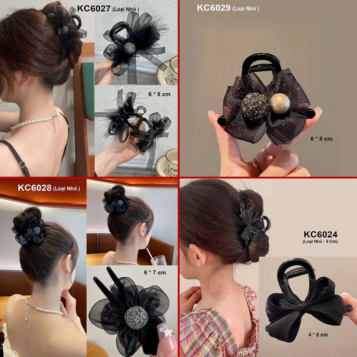 Mô tả GOTI Kẹp Tóc Nơ Lưới Cỡ Lớn Phong Cách Công Chúa Cho Nữ KC6019 - 2